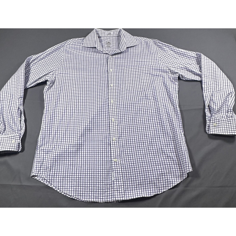Peter‎ Millar Nanoluxe Easy Care Shirt Mens Large Blue Purple Check Tattersall